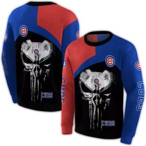 Chicago Cubs Skull Punisher Graphic Sweatshirt - All Over Print Design