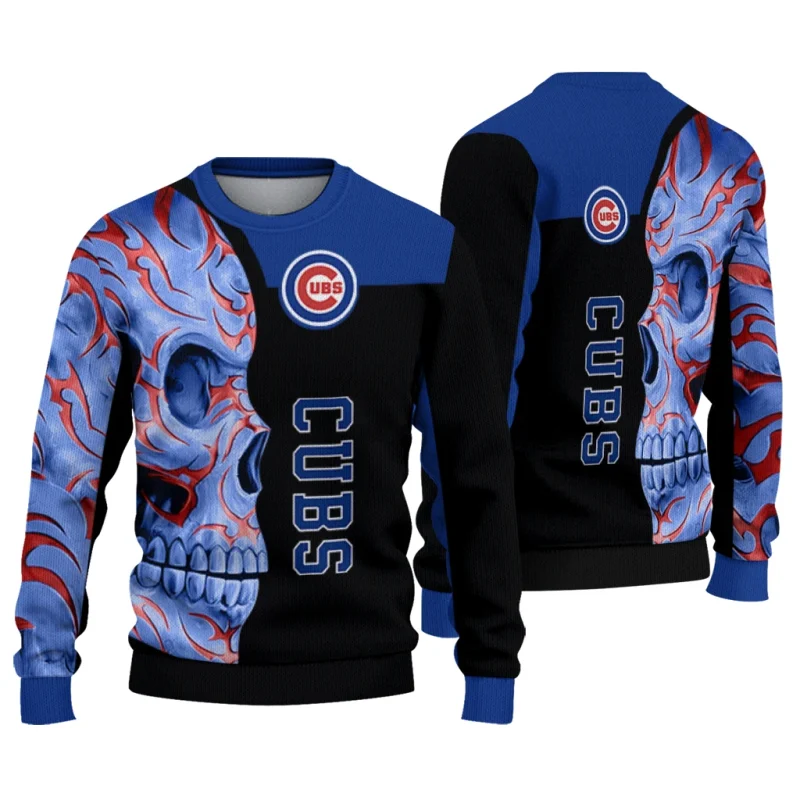 Chicago Cubs Skull Swirl Ugly Sweater 1