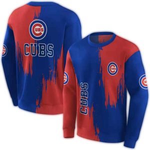 Chicago Cubs Splatter Effect All-Over Print Sweatshirt For Fans