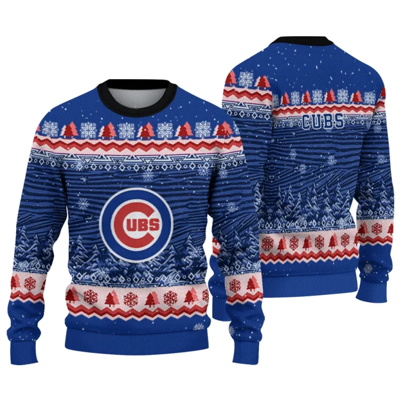 Chicago Cubs Tree Pattern Ugly Sweater 1