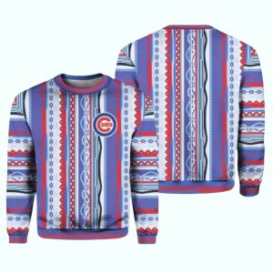 Chicago Cubs Tribal Pattern Ugly Sweater