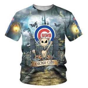 Chicago Cubs Jack Skellington All-Over Print T-Shirt for Fans