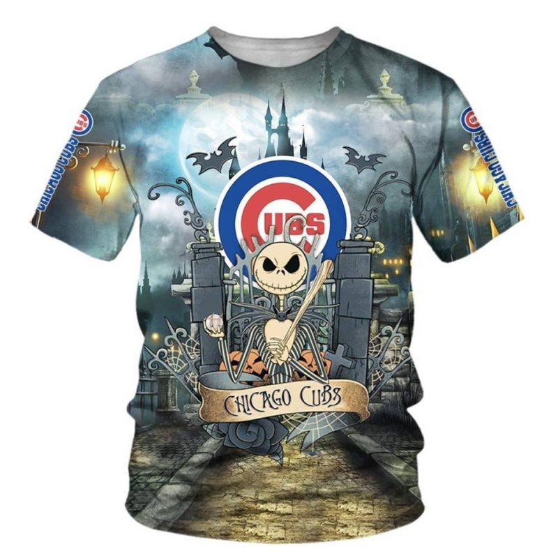 Chicago Cubs Jack Skellington All-Over Print T-Shirt for Fans