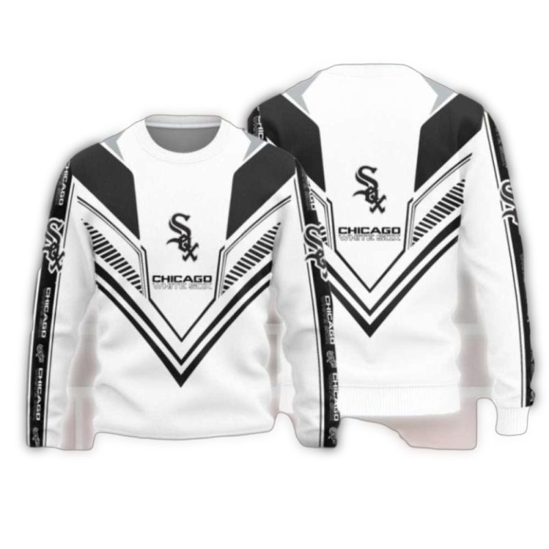 Chicago White Sox Chevron Pattern White Ugly Sweater 1