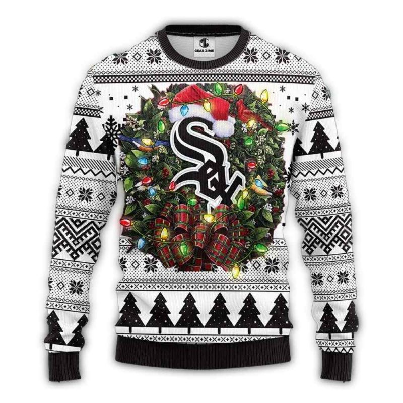 Chicago White Sox Christmas Wreath Ugly Sweater 1