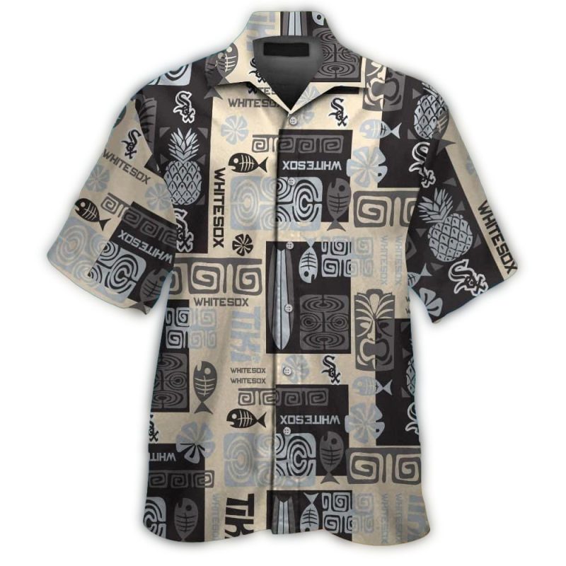 Chicago White Sox Fish TIki Fruit Pattern Vintage Hawaiian Shirt 1