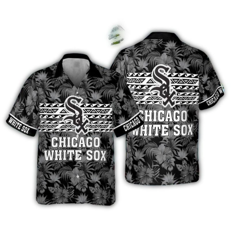 Chicago White Sox Floral Leaf Pattern Vintage Black Hawaiian Shirt 1