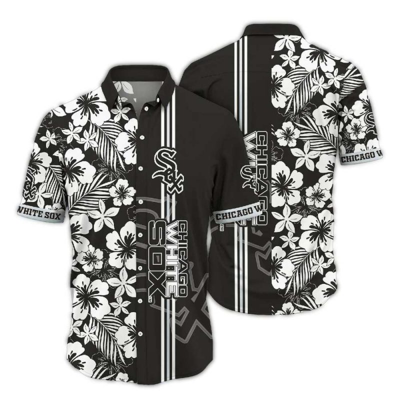 Chicago White Sox Floral Leaf and Flower Stripe Vintage Hawaiian Shirt 1