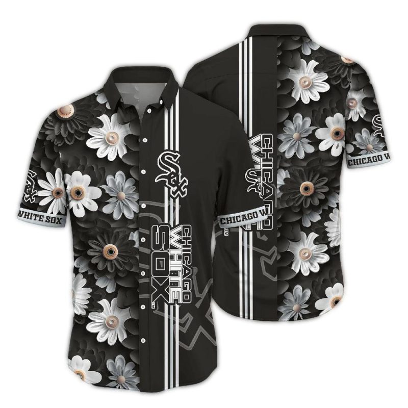 Chicago White Sox Flower Stripe Hawaiian Shirt 1