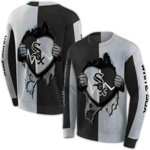 Chicago White Sox Heartbeat Graphic All Over Print Sweatshirt