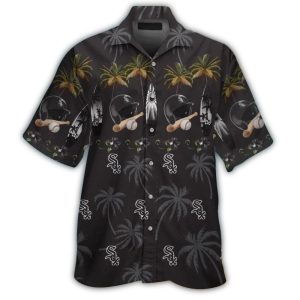 Chicago White Sox Tropical Hawaiian Shirt With Helmet Bat And Ball Design