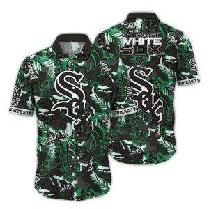 Vintage Chicago White Sox Hawaiian Shirt With Leaf Pattern Design