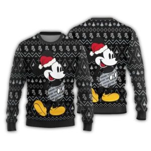 Chicago White Sox Mickey Mouse Santa Hat Christmas Ugly Sweater