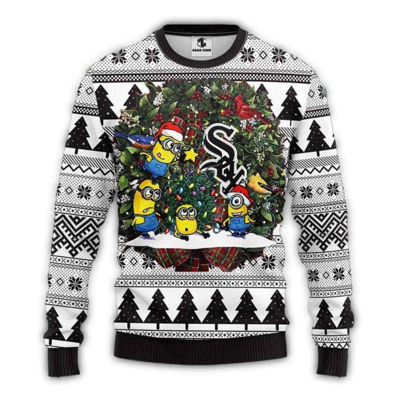 Chicago White Sox Minions Christmas Tree Ugly Sweater 1