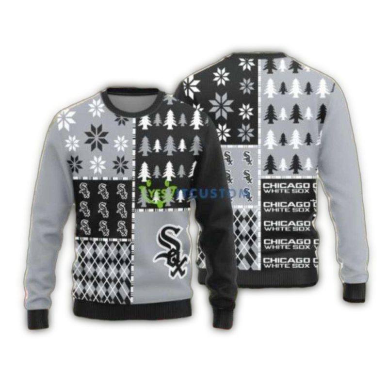 Chicago White Sox Patchwork Snowflake Christmas Ugly Sweater 1