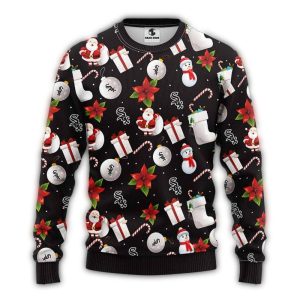 Chicago White Sox Santa And Snowman Christmas Ugly Sweater