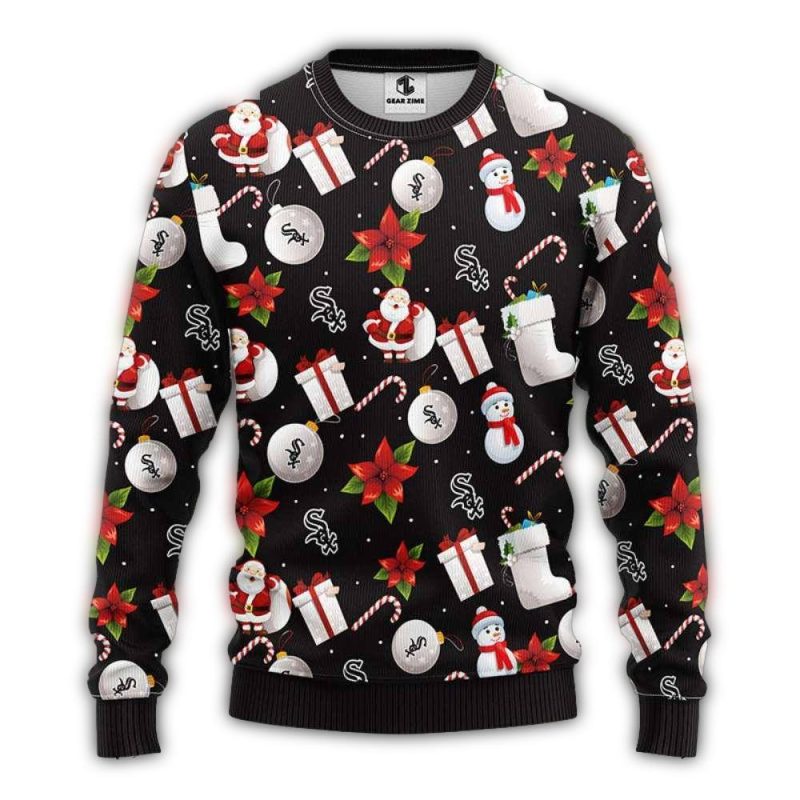 Chicago White Sox Santa And Snowman Christmas Ugly Sweater 1