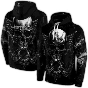 Chicago White Sox Skull Artwork All Over Print Hoodie