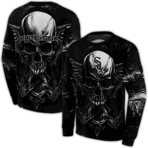Chicago White Sox Skull Artwork All Over Print Sweatshirt