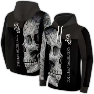Chicago White Sox Skull Motif All Over Print Hoodie