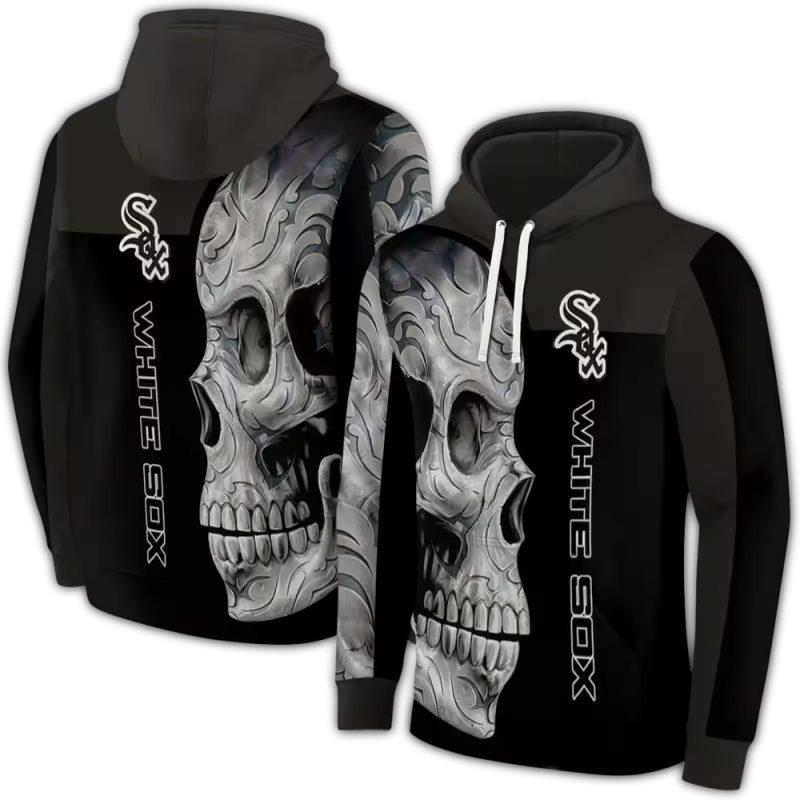 Chicago White Sox Skull Motif AOP Hoodie 1