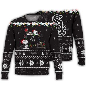 Chicago White Sox Snoopy Christmas Lights Ugly Sweater
