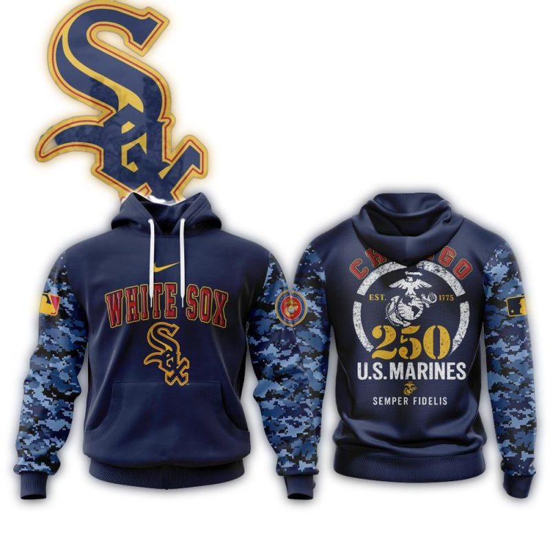 Chicago White Sox Special USMC 250th Birthday AOP Hoodie 1