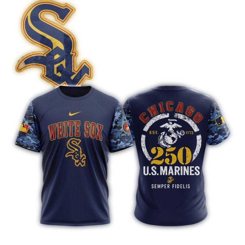 Chicago White Sox Special USMC 250th Birthday AOP T Shirt 1