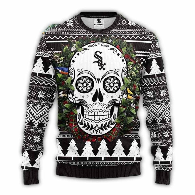 Chicago White Sox Sugar Skull Christmas Ugly Sweater 1