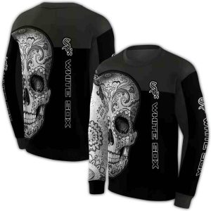 Chicago White Sox Sugar Skull Flower All Over Print Sweatshirt