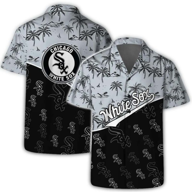 Chicago White Sox Team Logo Palm Leaf Pattern Hawaiian Shirt 1