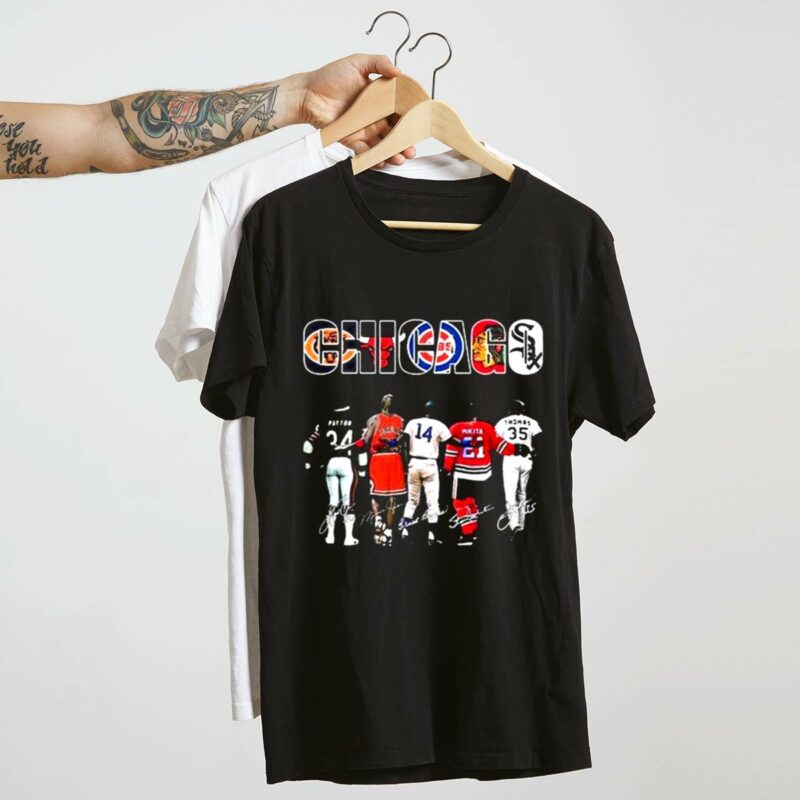 Chicago bear cubs white sox blackhawks bulls signatures t shirt 4 4.jpg