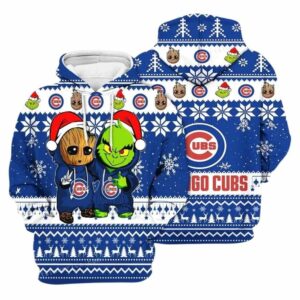 Chicago cubs baby groot and grinch best friends 3d hoodie 1.jpg
