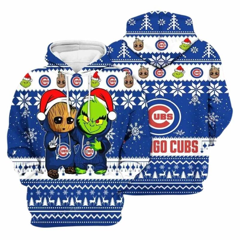 Chicago cubs baby groot and grinch best friends 3d hoodie 1.jpg