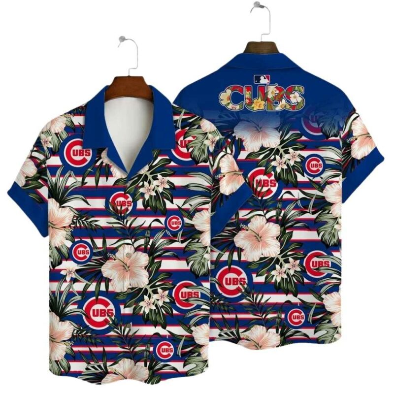 Chicago cubs floral stripe beach hawaiian shirt 1.jpg