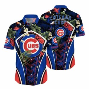 Chicago cubs flower leafs pattern hawaiian shirt 1.jpg