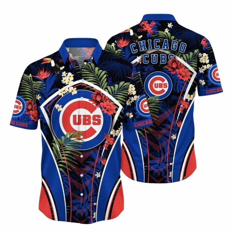 Chicago cubs flower leafs pattern hawaiian shirt 1.jpg