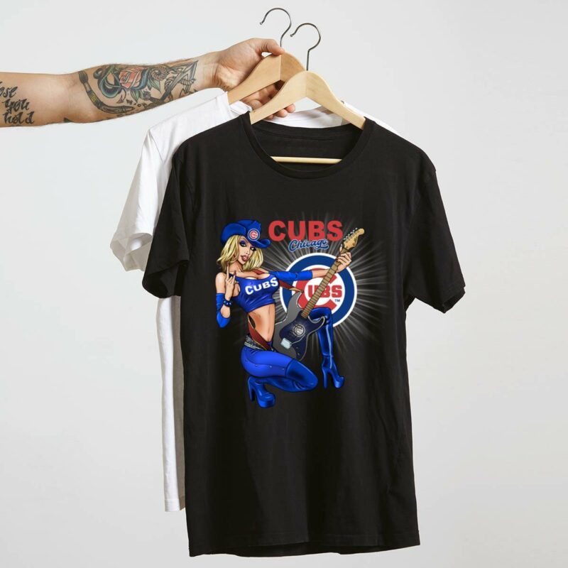 Chicago cubs rock and roll girl playing guitar t shirt 4 4.jpg