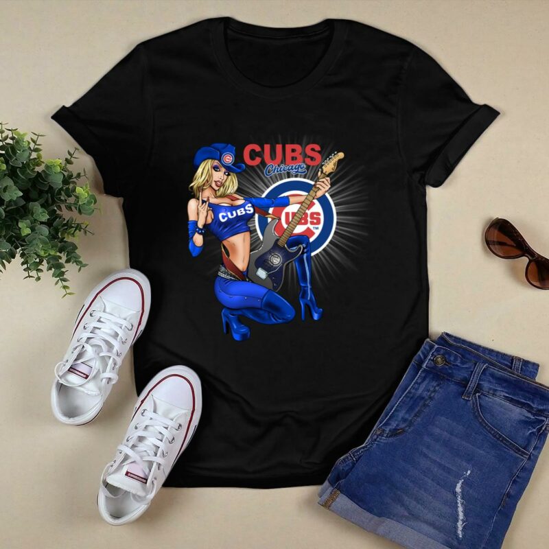 Chicago cubs rock and roll girl playing guitar t shirt 0.jpg
