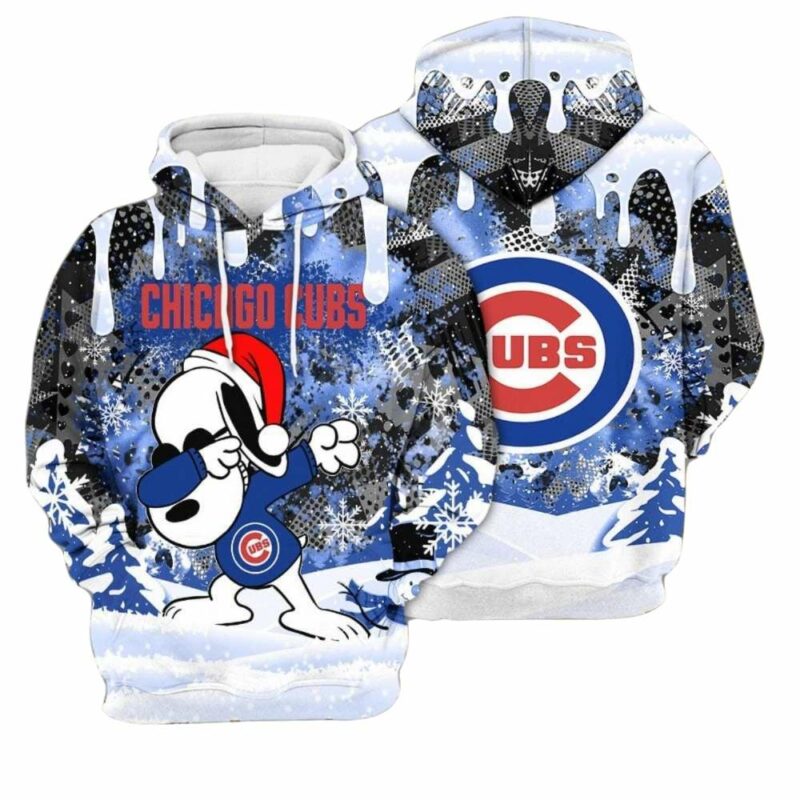 Chicago cubs snoopy dabbing the peanuts merry christmas 3d hoodie 1.jpg