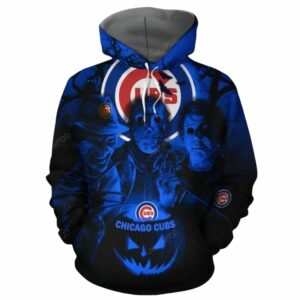 Chicago cubs with michael myers friends horror halloween 3d hoodie 1.jpg