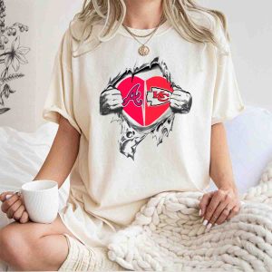 Braves Heart Logos Torn Fabric T-Shirt For Chiefs Fans