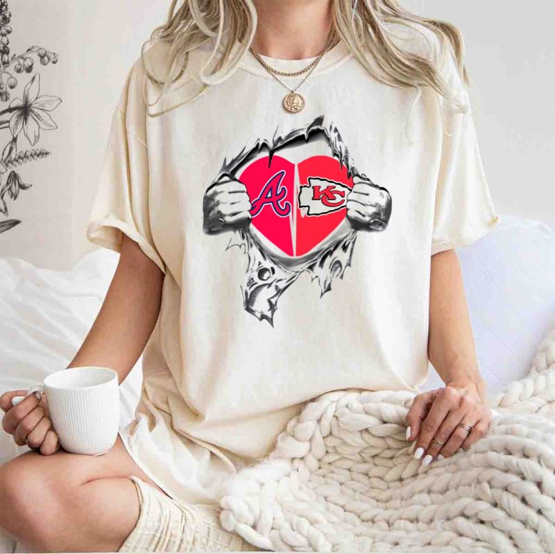Braves Heart Logos Torn Fabric T-Shirt For Chiefs Fans