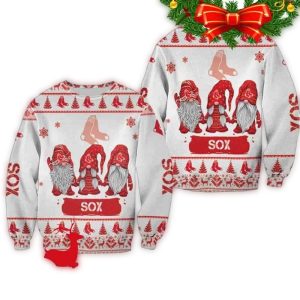 Boston Red Sox Christmas Gnomes Ugly Sweater for Holiday Festivities