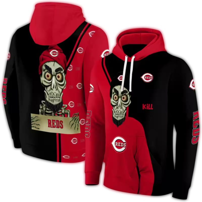 Cincinnati Reds Achmed Skull AOP Hoodie 1