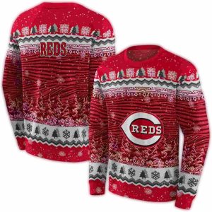 Cincinnati Reds Christmas Trees All Over Print Sweatshirt For Fans