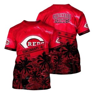 Cincinnati Reds Tropical Coconut Pattern All-Over Print T-Shirt