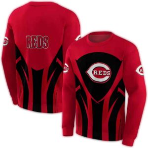 Cincinnati Reds All-Over Print Sweatshirt With Concentric Lines Design