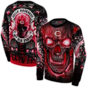 Cincinnati Reds Demonic Skull Graphic Sweatshirt For Fans