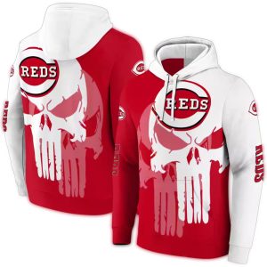 Cincinnati Reds Punisher Graphic All-Over Print Hoodie For Fans